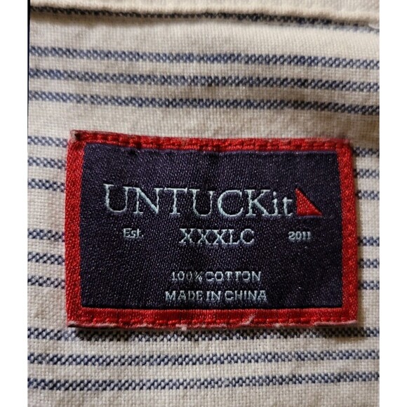 UnTuckIt Shirt Mens Button Short Slv Stripe Blue Gray XXXLC Rutherford Style - Picture 5 of 6